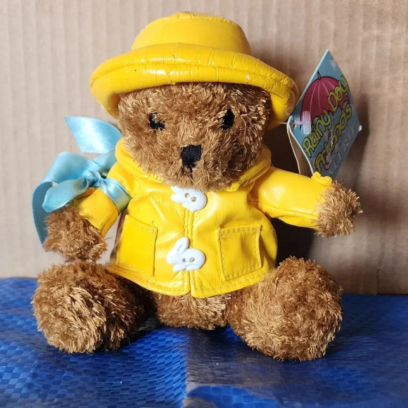 Galerie Other - Vtg 2002 Paddington Bear Rainy Day Friends 5" Yellow Raincoat Bunny Buttons